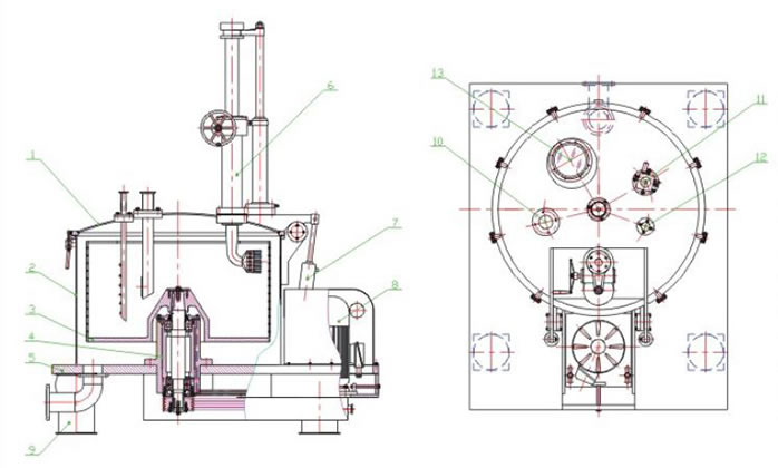 Estrutura da centrífuga peeler com sucção á vácuo